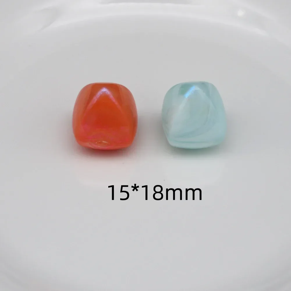 10 Pieces  15 * 18mm  Solid Triangular Half Hole  Blue Light Acrylic Beads  DIY Manufacturing Jewelry Accessories Materials