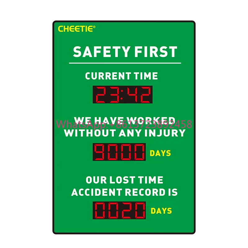 CHEETIE CP01 LED Digital Safety Scoreboard Custom Days Counter Display for Site Safety Record