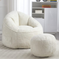 Bean Bag Sofa Chair with Padd Foam Padding Compressed Bean Bag with Footrest High Pressure Foam Chair Adult Material