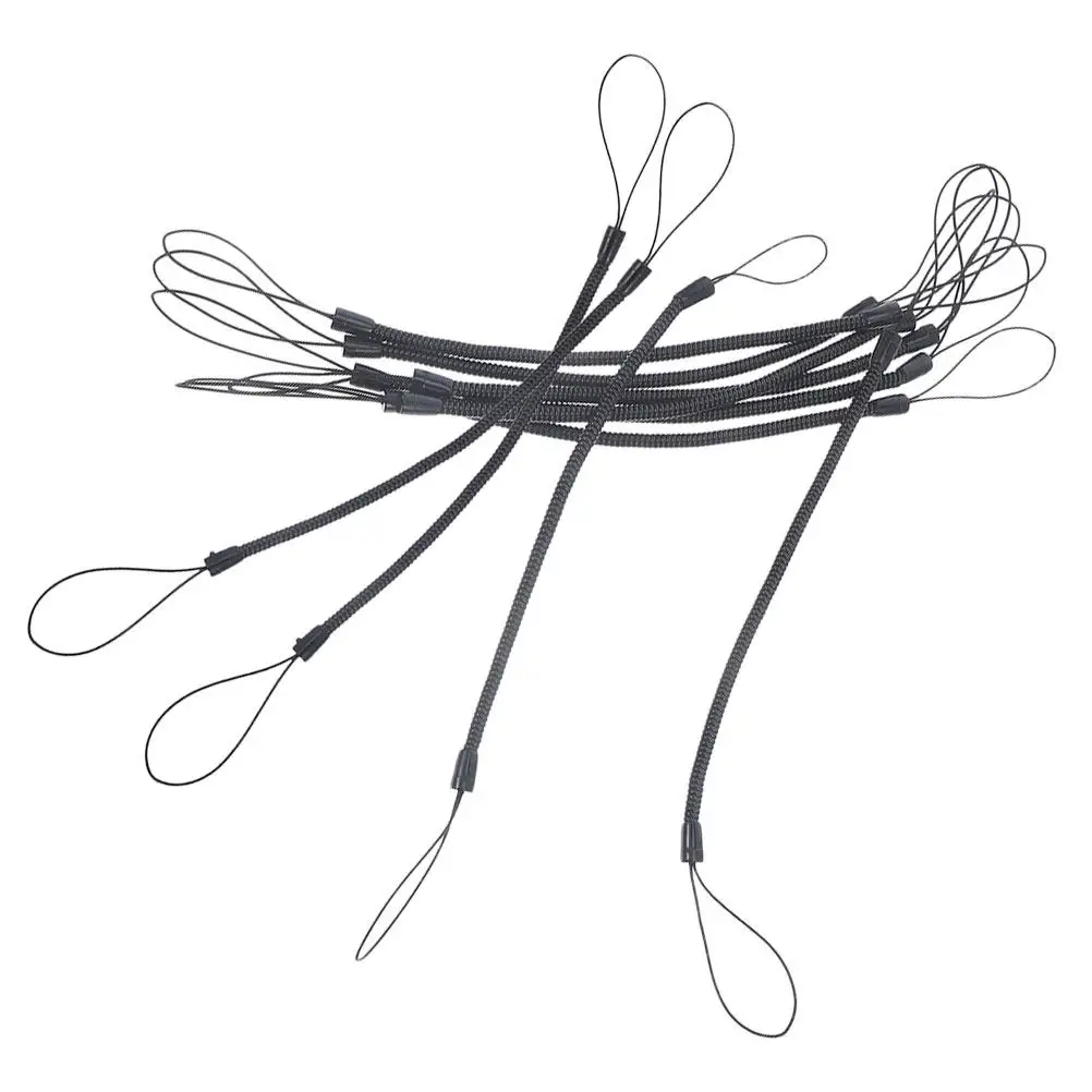 

10 шт. черных выдвижных ремешков-шнурков для ручек, телефонов и стилусов, нейлоновые, с защитой от потери, для ношения на руке/запястье