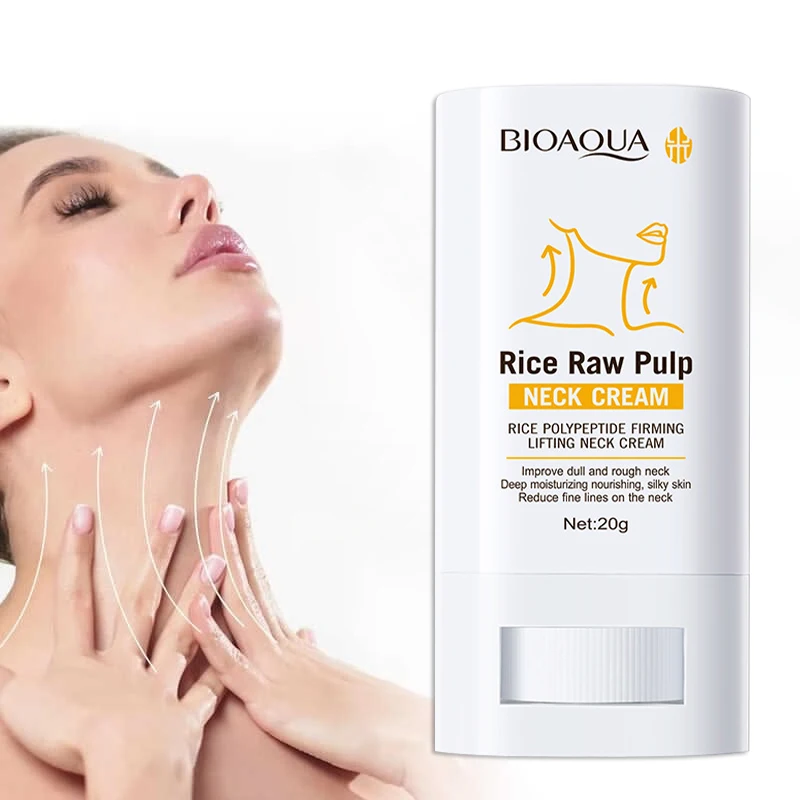 Rice Polypeptide Firming Neck Cream With Massage Roller Deep Hydrate Improve Dull Rough Skin Lifting Moisturize Neck Care Cream