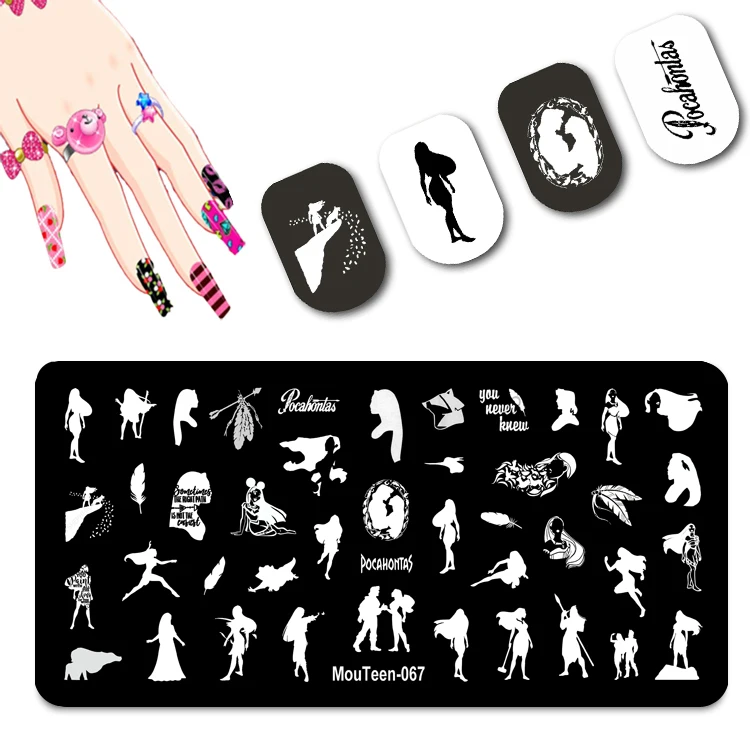 DISNEY New Cartoon Figure Nail Stamping Plates Cute Ear Stamping Plate Mouse Character Nail Art Templates #064