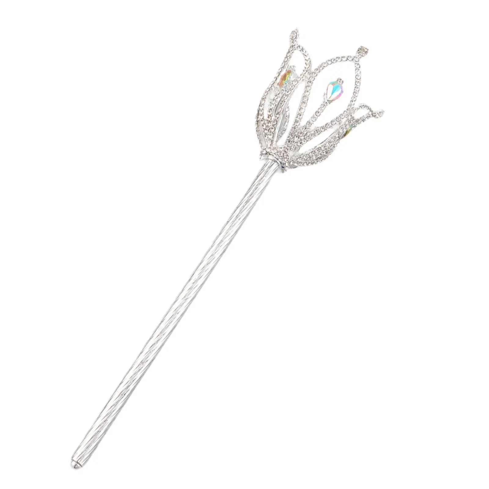 Fantasy Performance Wand with Ornate Crown Design for Costume Event and Luxury Tiara Wedding Decoration