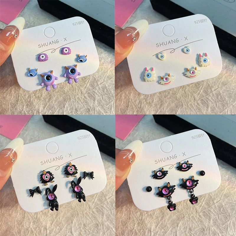 

Funny Black Rabbit Monster Earring Sets for Women Trendy Animal Punk Eyes Earring Jewelry Party Halloween Gift Wholesale 2024