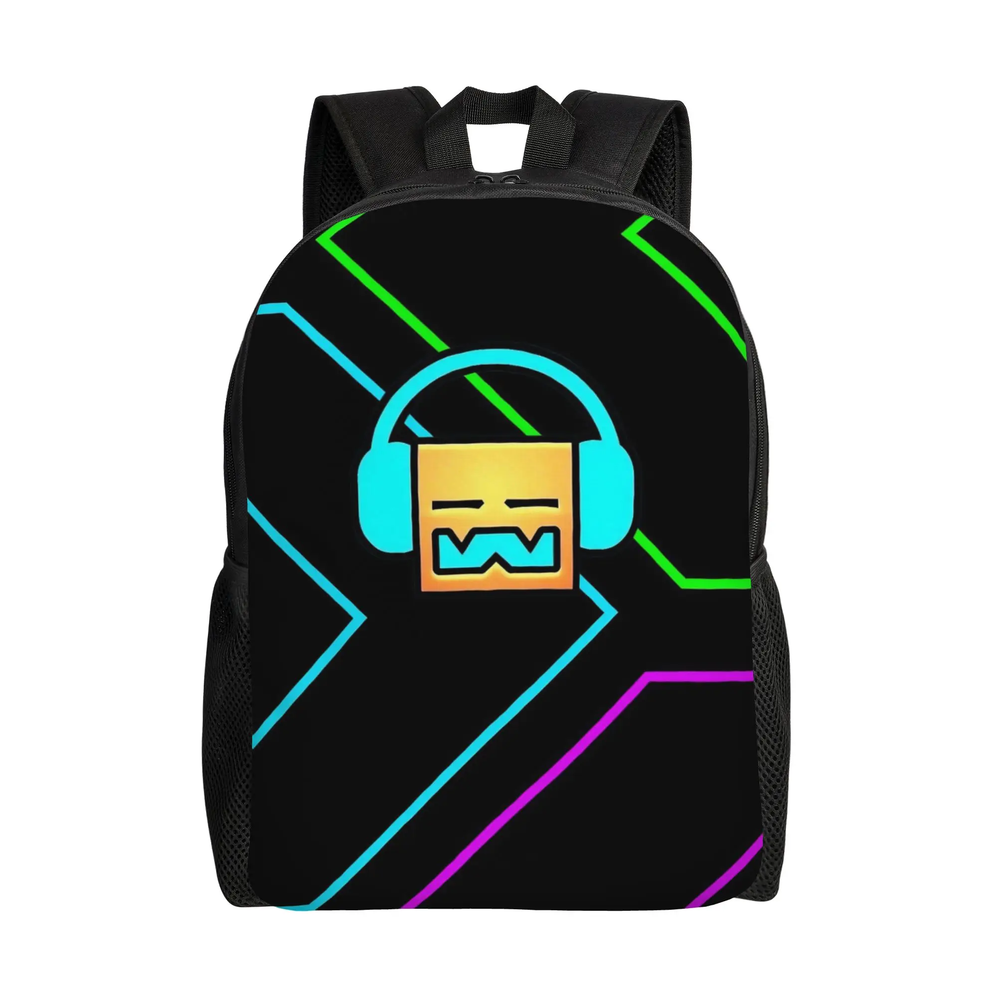 

Классический легкий рюкзак с геометрическим принтом и иконками, мультяшный дизайн, для студентов, мужчин и женщин, для ноутбука, сумка через плечо