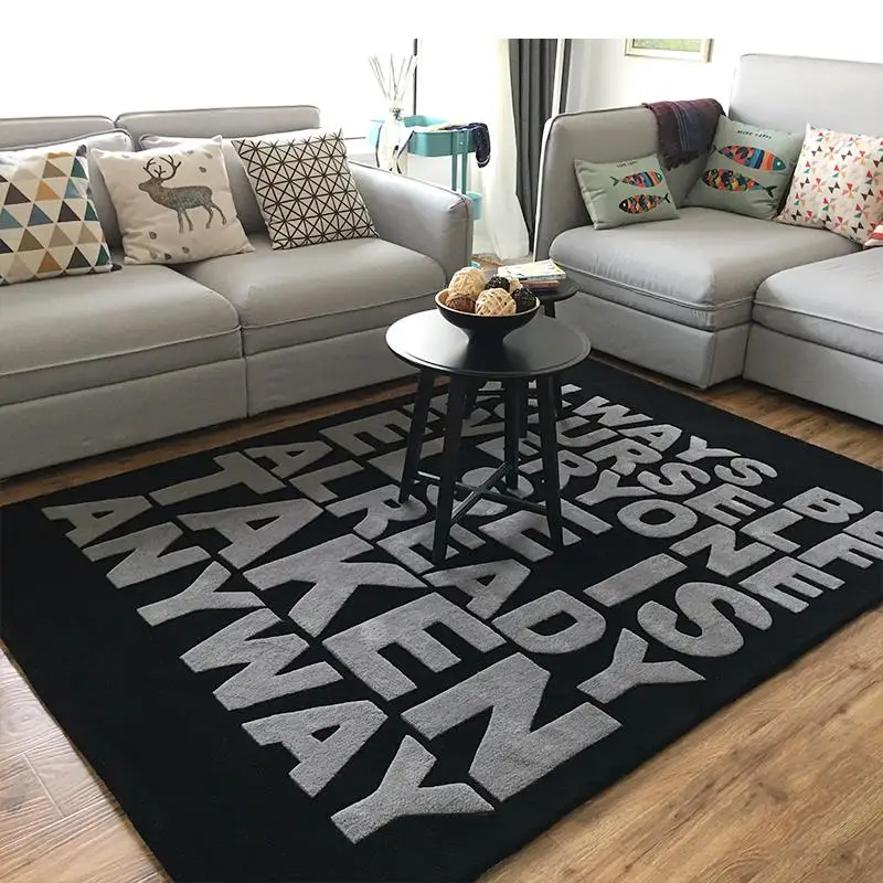 

letter large size Acrylic carpet alfombras Modern Handmade carpets Living room Bedroom Fashion creative Coffee table sofa tapete