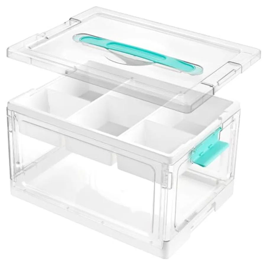

24 QT Clear Plastic Craft Organizers and Storage Box with Removable Trays and DividersArt Supply Organizers and Storage Ideal C
