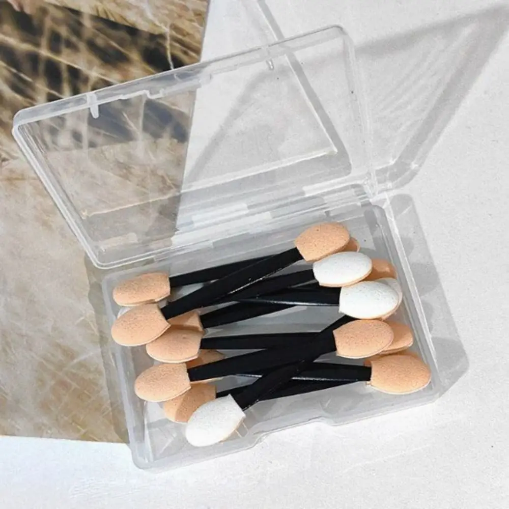 10pcs New Double Sided Eyeshadow Stick Brush Multicolors with Storage Box Disposable Eyeshadow Brush Portable Beauty Kit Brush