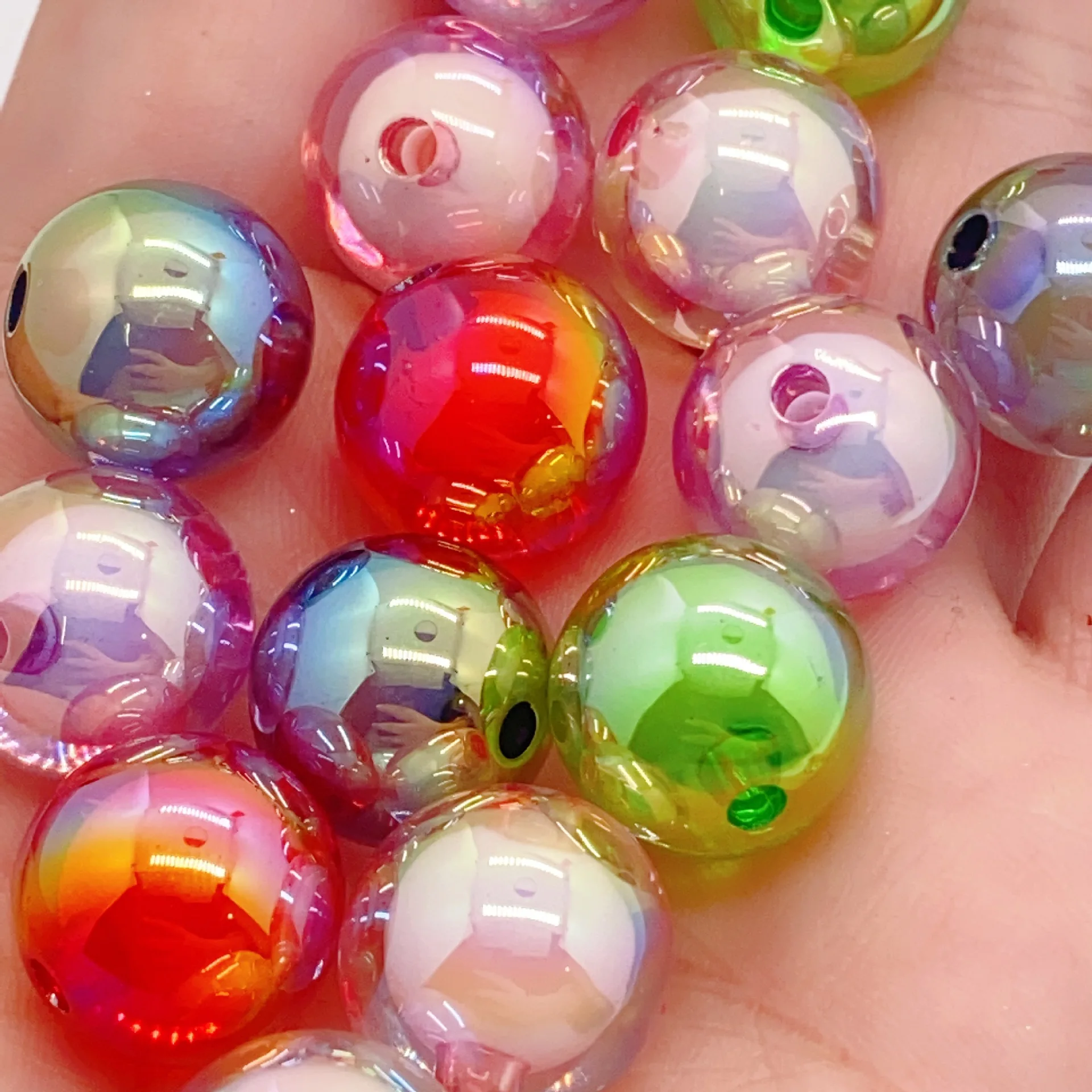 Fresh New Transparent Colorful Core Round Gumball Bubblegum Jewelry Beads 16mm 80pcs Lucite Bracelet Necklace Earring Making DIY