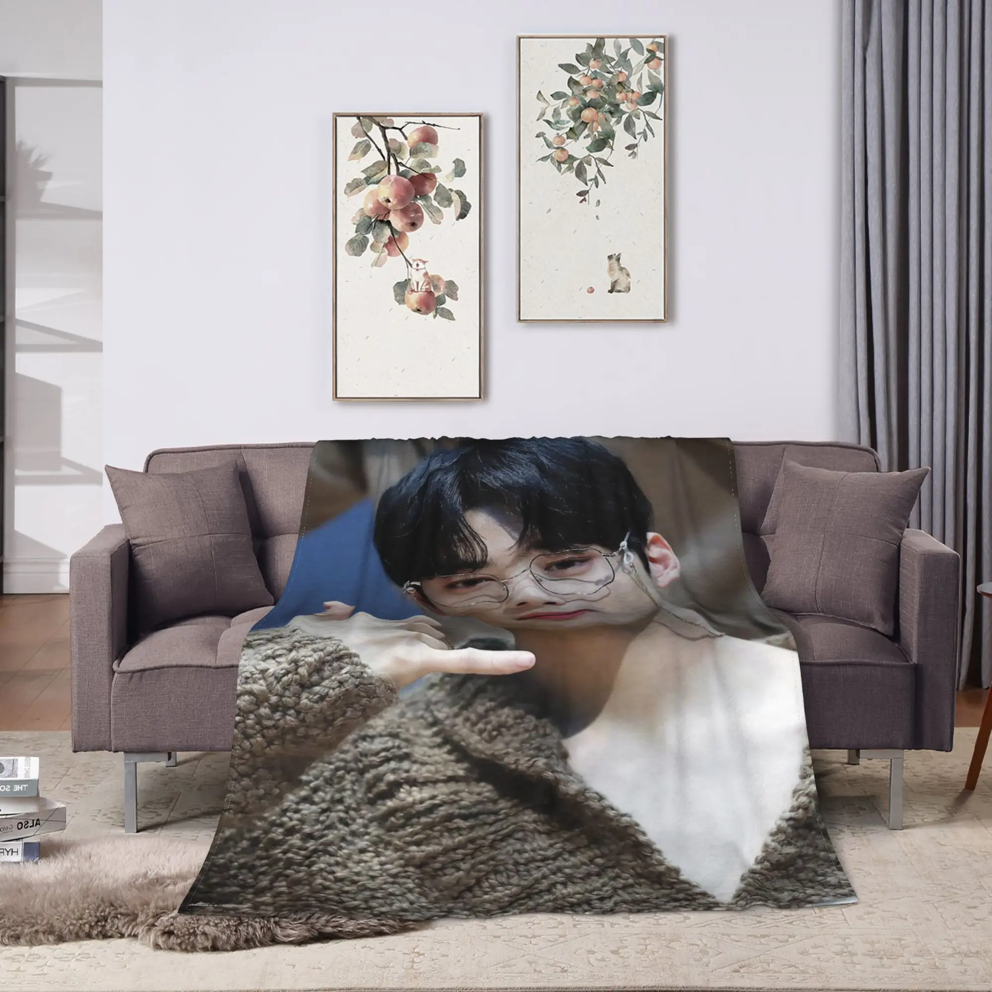 Cha EunWoo Flannel Blanket  Warm Throw Blanket for Outdoor Decorative Fluffy Bedspread Sofa Bed Cover