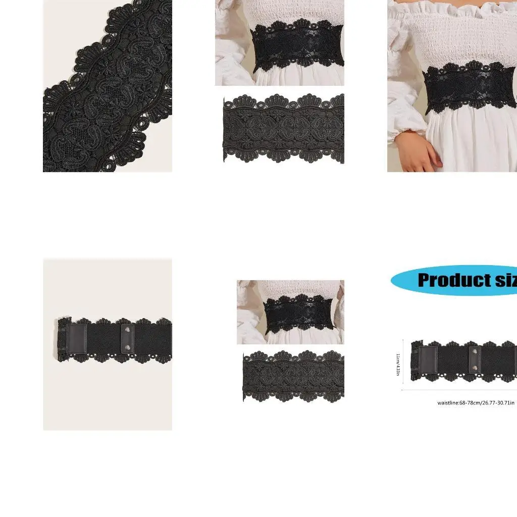 

652F Waist Cincher Underbust Lace Waistband Elegant Elastic Belt for Wrap Dress Waist Belt for Suit Skirt Jeans Jewelry