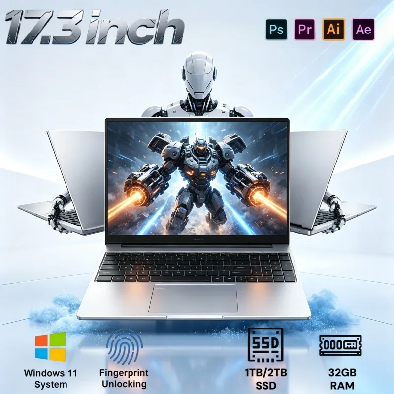17.3 Inch Notebook PC Intel 6500Y Windows 11 32GB RAM 2TB SSD Fingerprint Unlock Laptop For Remote Work And Watching Movies