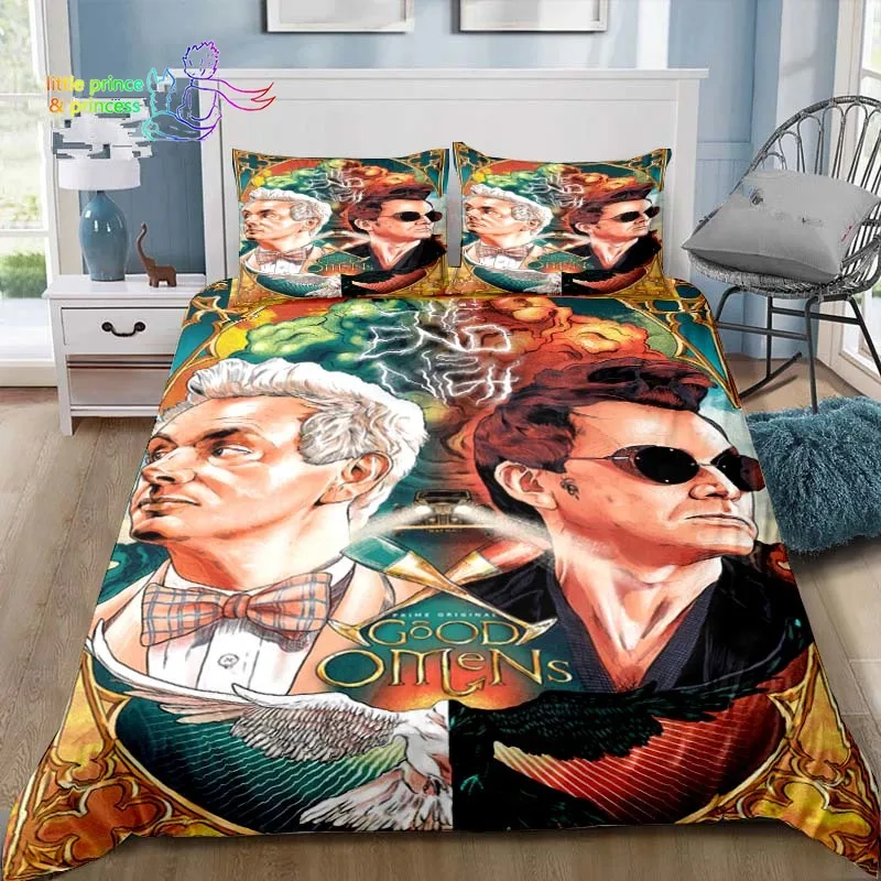 

Good Omens Love Bedding Set Single Twin Full Queen King Size Bed Set Adult Kid Bedroom Bedding Gift