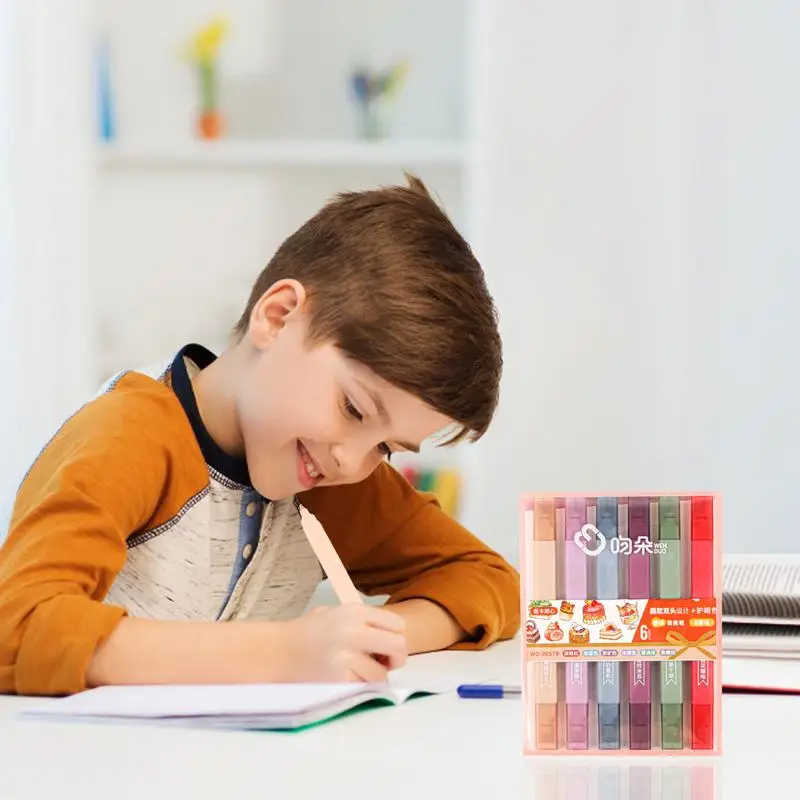 Double-Ended Highlighter Ultra-soft Dual-ended Aesthetic Highlighter Marker Pen For Coloring Underlining Highlighting Broad And