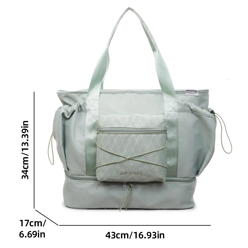 Fitness Gym Tote Bag Outdoor Sports Yoga Handbag Shoes Pocket Dry Wet Bag Training College Laptop Books Drawstring Shoulder Bag