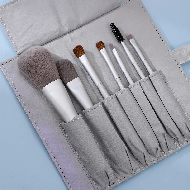 This Makeup Brush Set With A Sleek Light - Gray Pouch Offers Soft, Multi - Functional Brushes,