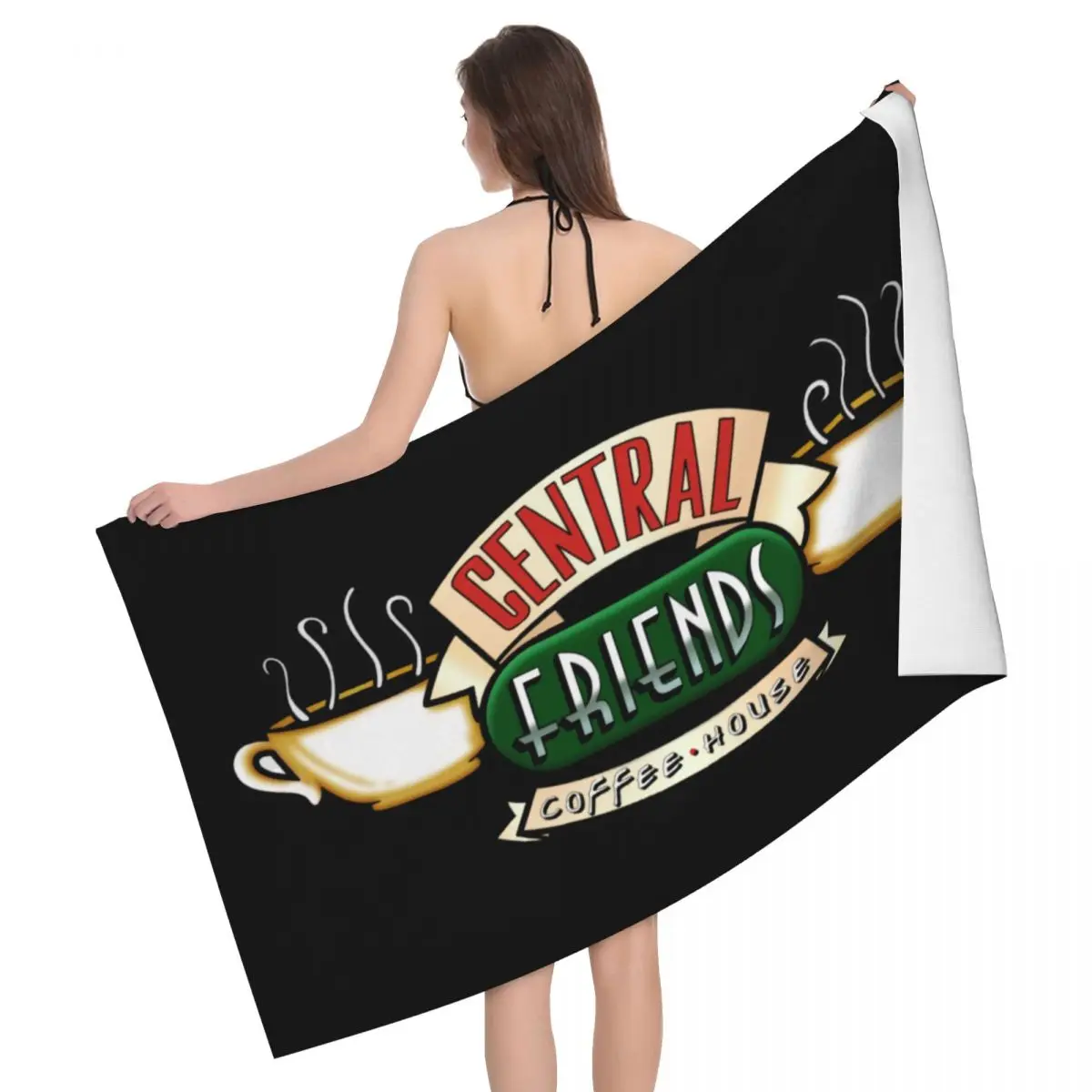 

Custom Central Perk Making Friends Beach Towel Funny Cartoon Friends TV Show Soft Linen Microfiber Pool Towels