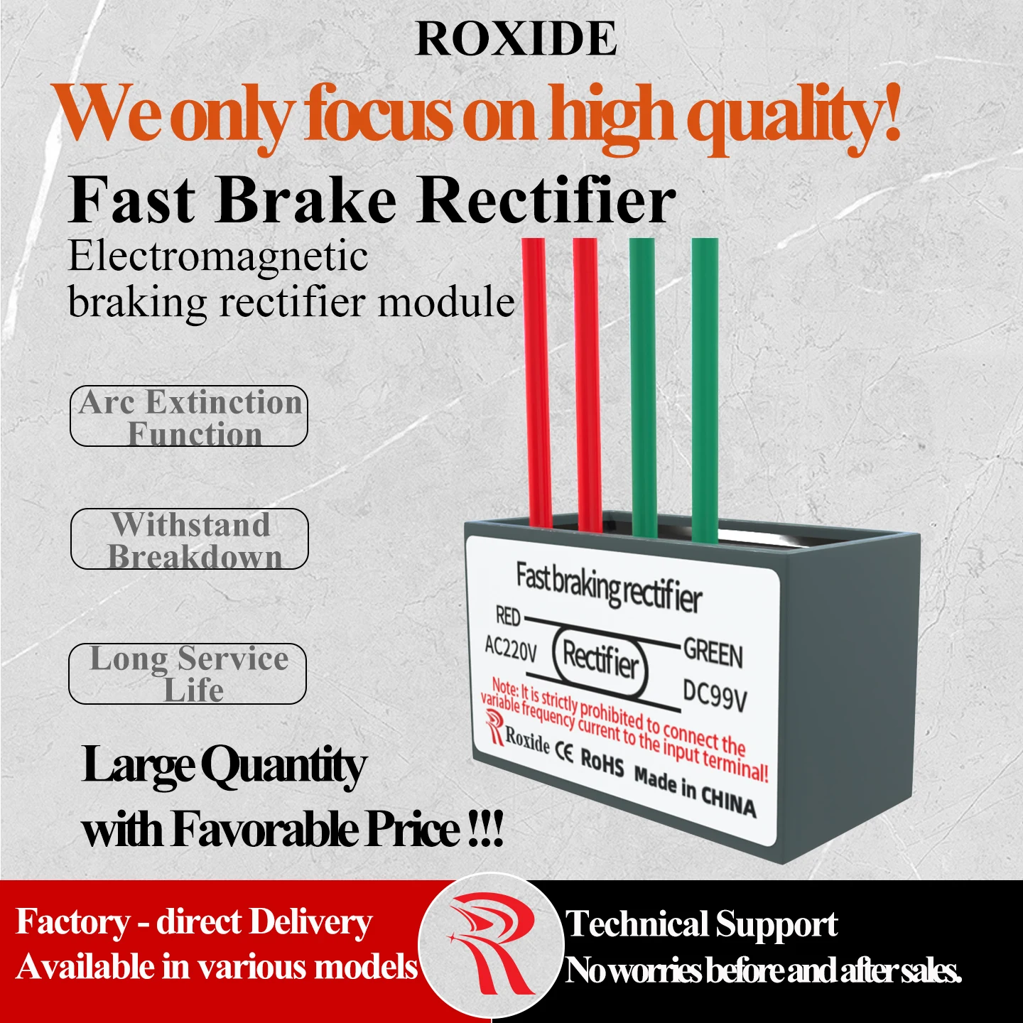 IN: AC220V OUT: DC99V Fast Brake Motor Rectifier IN: AC380V OUT: DC170V