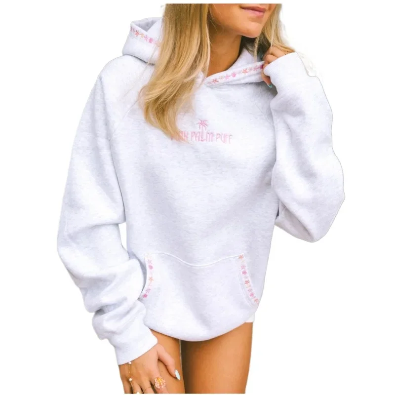 Women's Spring  Autumn Cross-border Professional Pattern 100% Embroidery Chasing The Sun Hoodie Tide Brand Sweater 2026 Sweater
