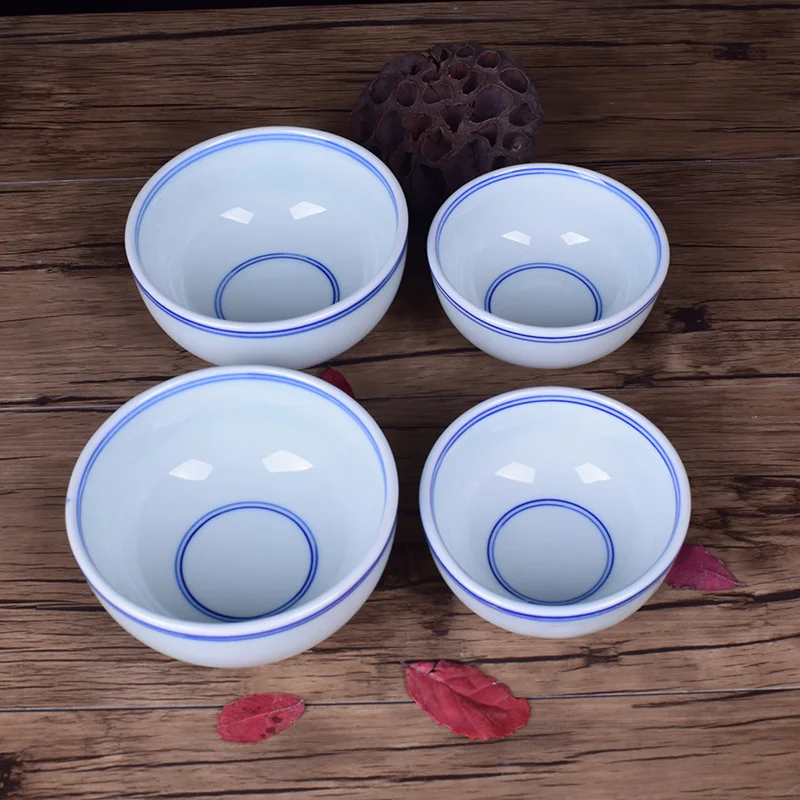 Chinese Blue And White Porcelain Bowl Thickened Blue Edge Ceramic Rice Soup Bowl