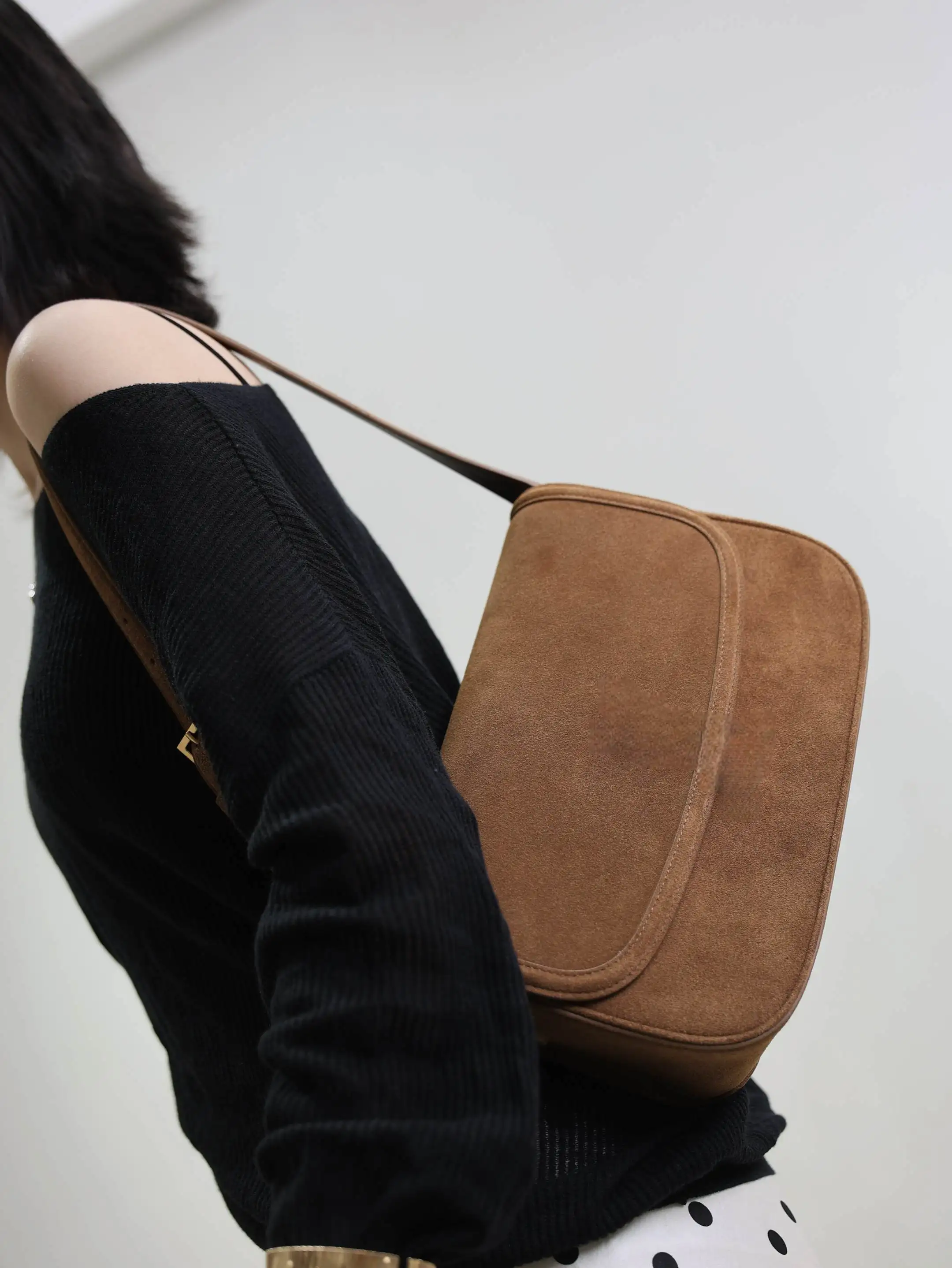 

025 New Women's Genuine Leather Underarm Bag - Adjustable Strap, Lambskin Lining, Crossbody Shoulder Purse