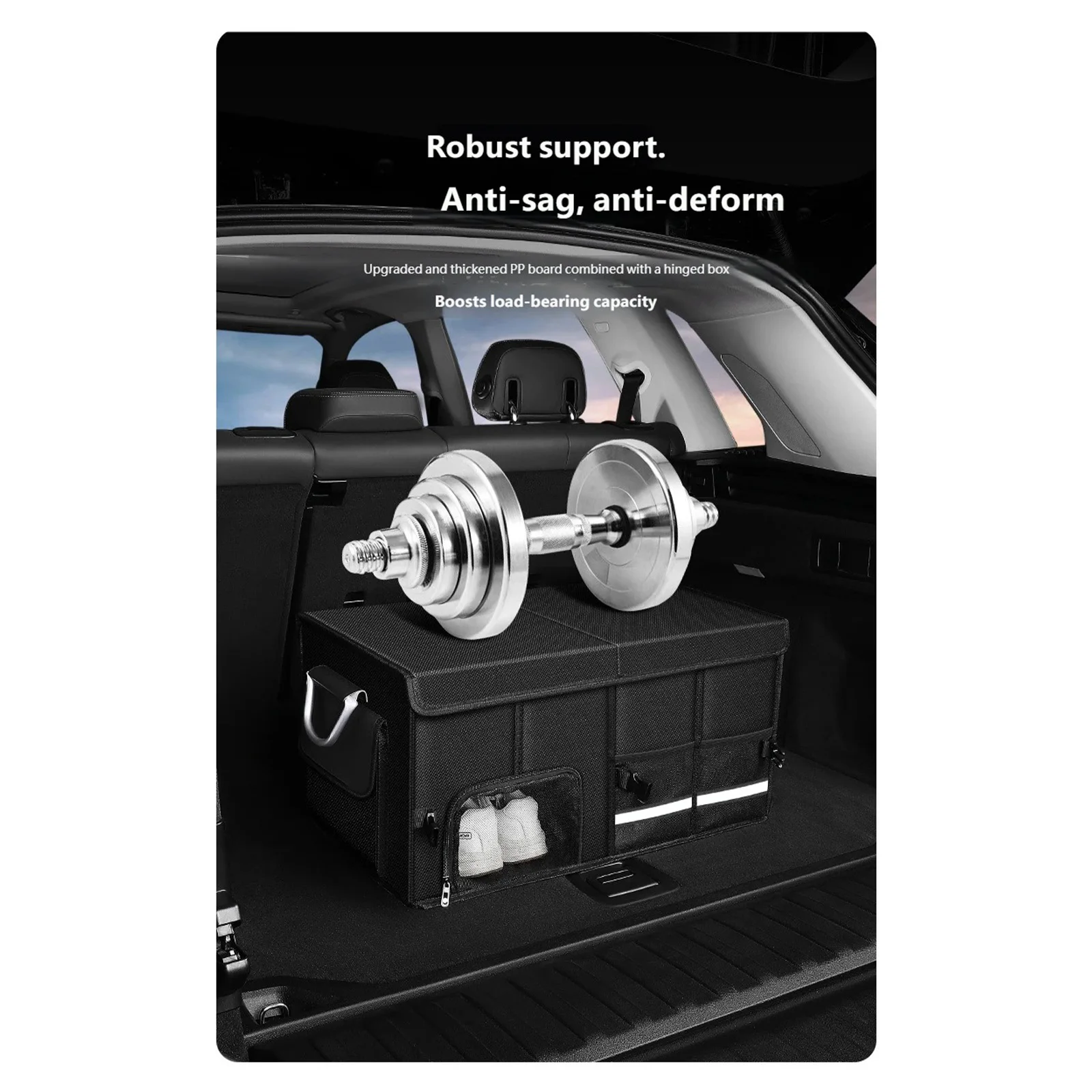 36L 72L 110L Auto-Kofferraum-Organizer Zusammenklappbare Auto-Aufbewahrungsbox Wasserdichter Kofferraum-Organizer mit Deckel & Griff Oxford Cargo Lebensmittel-Transportbox – Detail 7