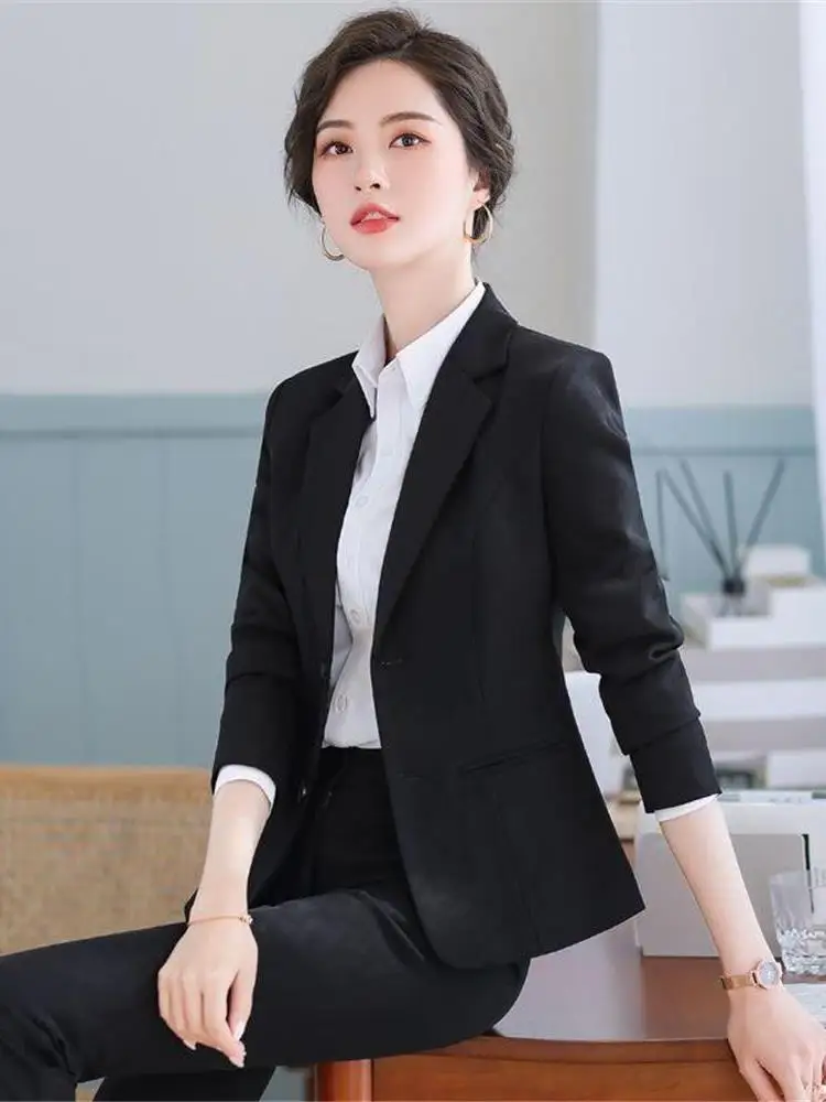 

Ele Profional Women's Suiting Jaet Formal Workwear Cleanfit Sle Long Sve Office orm Spring Autumn Wear