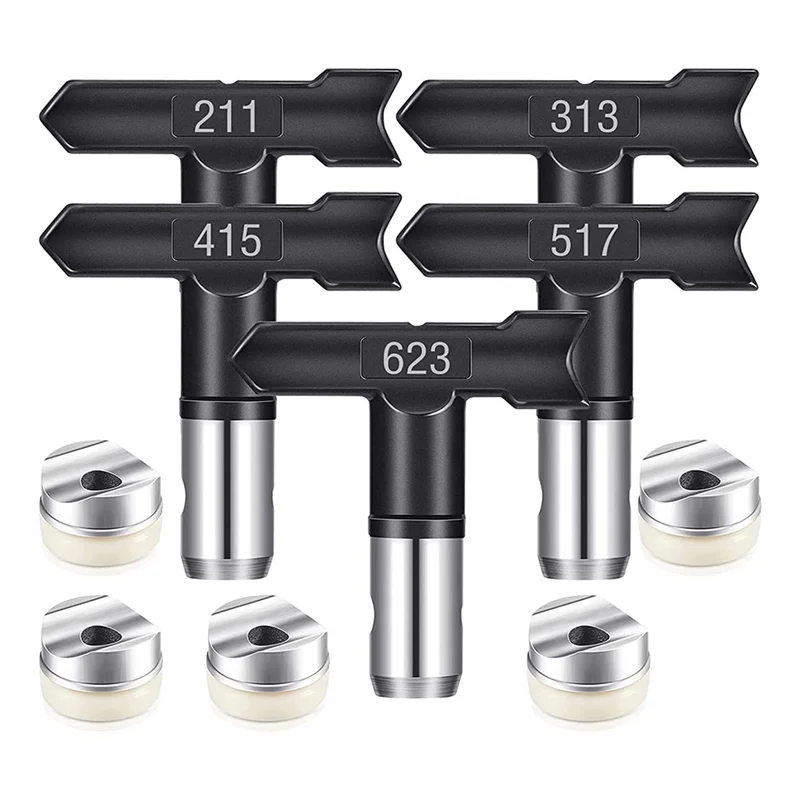 Spray Nozzle Reversible Spray Tips Airless Paint Sprayer for Homes Buildings Garden Decks Fences (211,313,415,517,623)