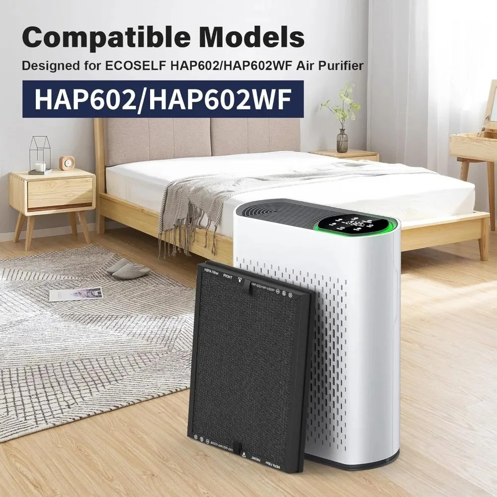 

ECOSELF HAP602/HAP602WF Air Purifier Filter - OEM Replacement 3-in-1 HEPA+Carbon+Pre-Filter