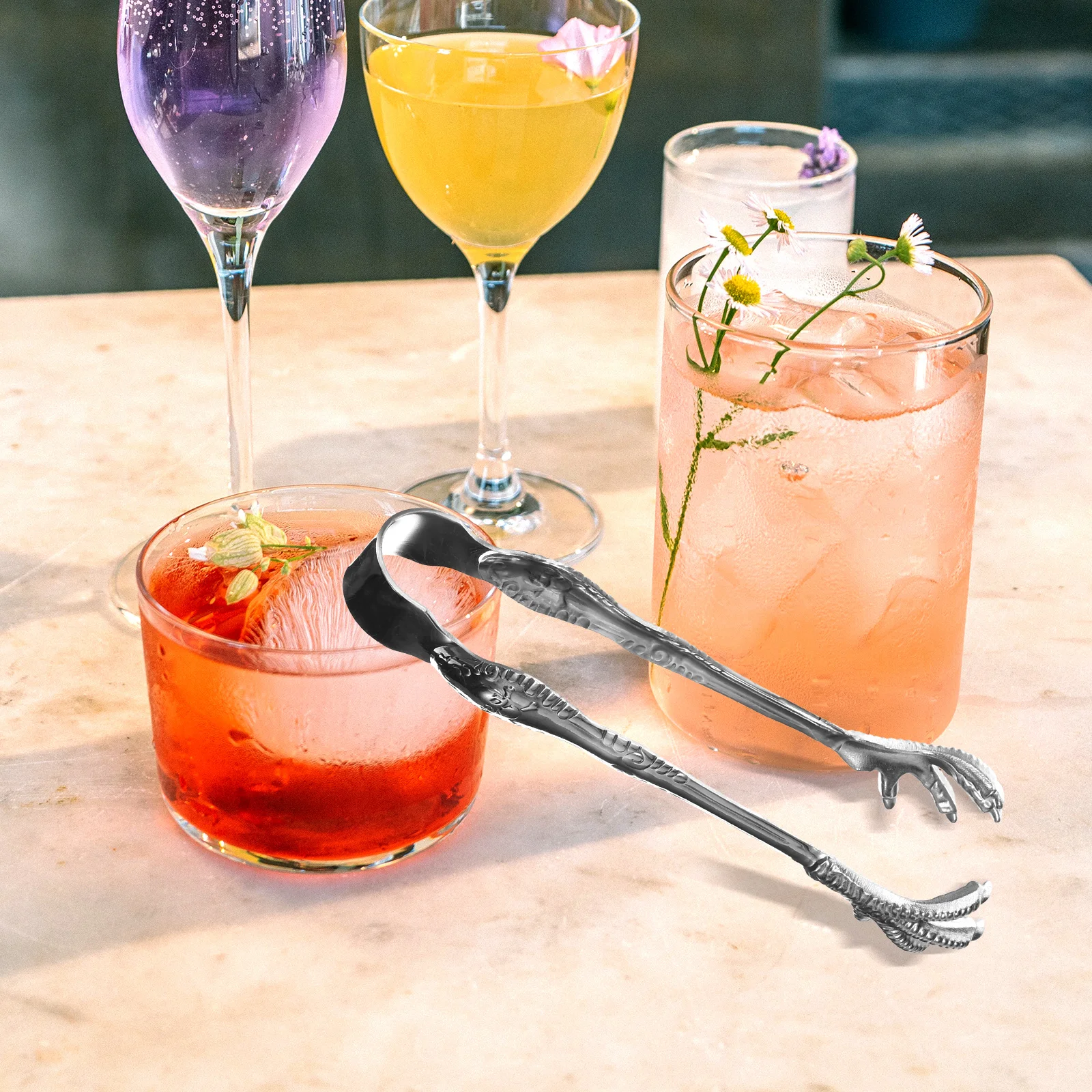 

Ice Ball Stainless Steel Kitchen Tongs For Salad Food Serving Portable Metal Tongs Kitchen Bar Tools