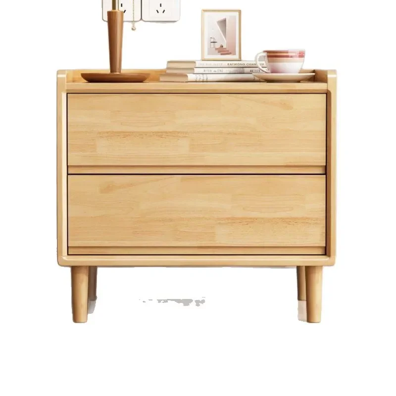Nordic Solid Wood Sintered Stone Nightstand Modern Minimalist Bedroom Storage Side Table Compact End Table for Home Decor