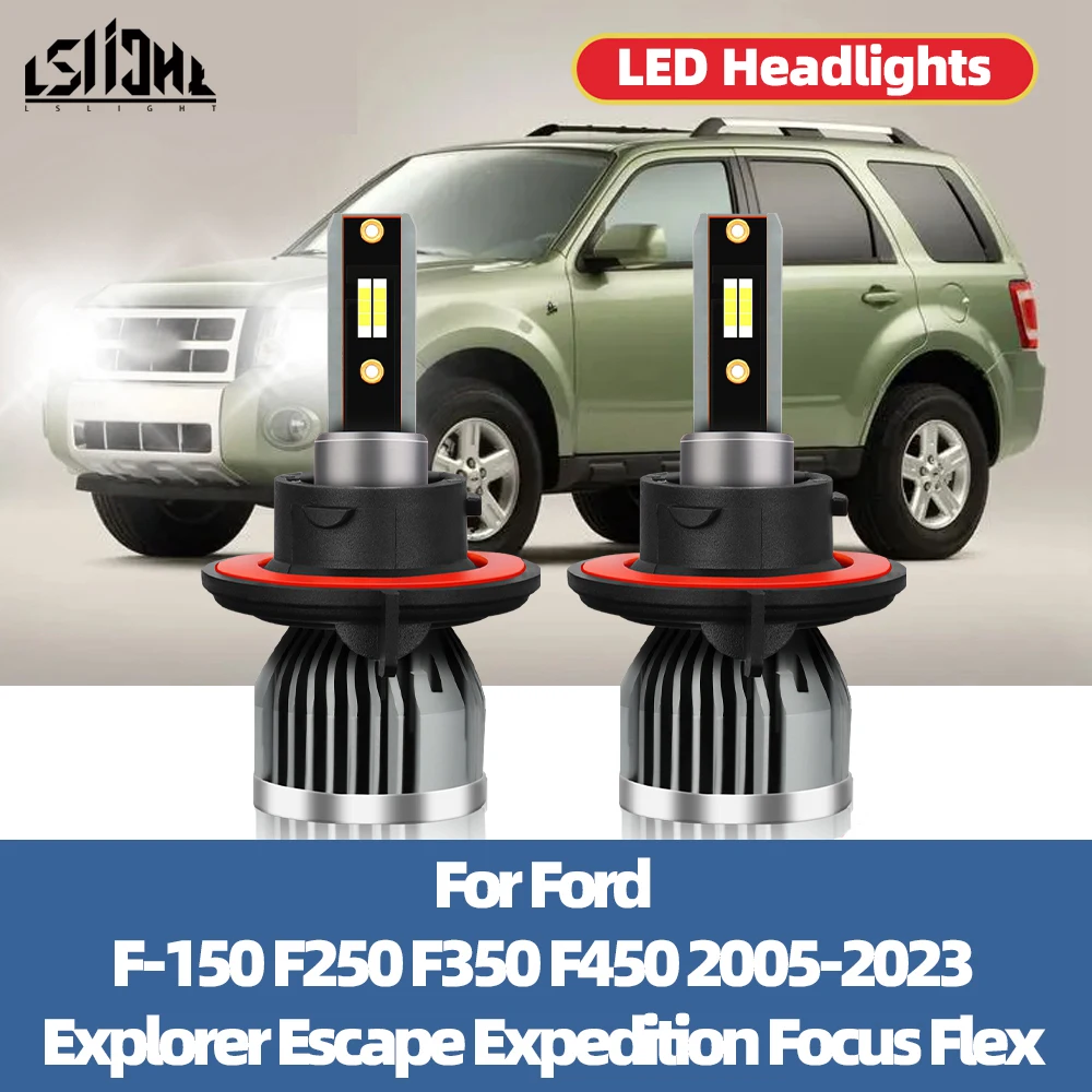 

2x LED Headlight Bulbs 25000LM Front Car Headlamps For Ford F-150 F250 F350 F450 2005-2023 Explorer Escape Expedition Focus Flex