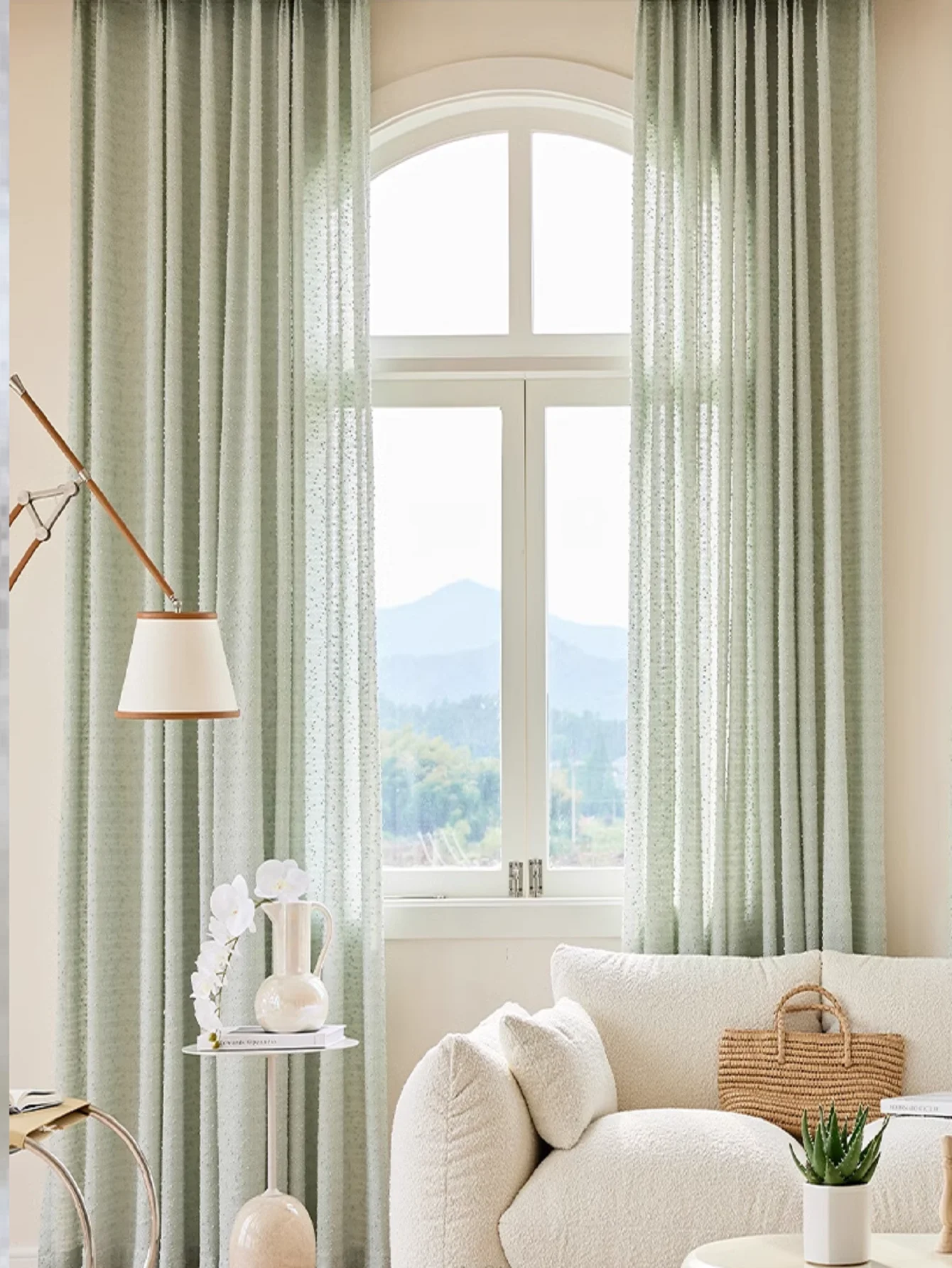 Modern Light Luxury Hong Kong-style Small Fragrant Wind Green Small Fresh Curtain Living Room Bedroom Balcony Blackout Curtain