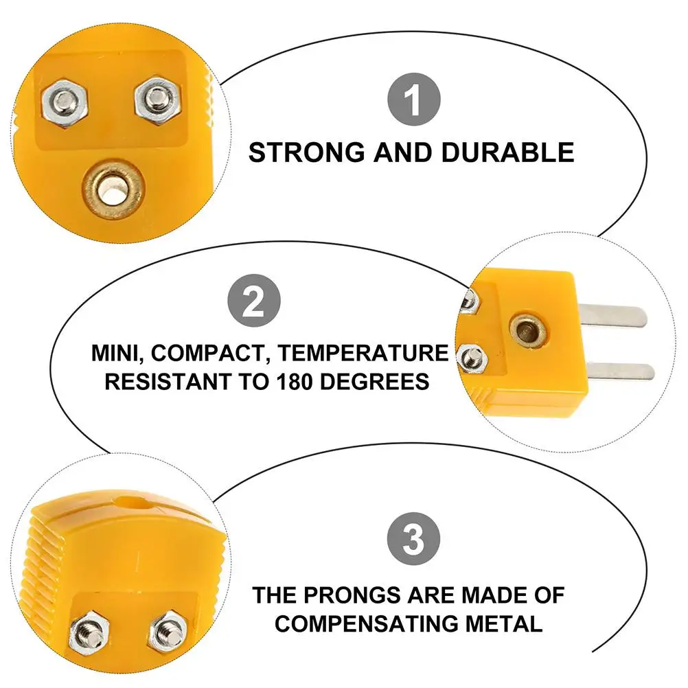 

5 Sets K Type Thermocouple Plug Connectors Male Female Joints for Digital Thermometer Adapter Wire Connections