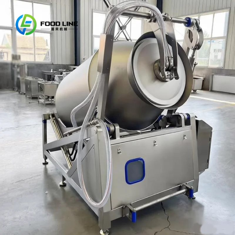 Customized vacuum tumbler meat curing drum industrial stainless steel hydraulic for poultry chicken wing fish seafood pickling