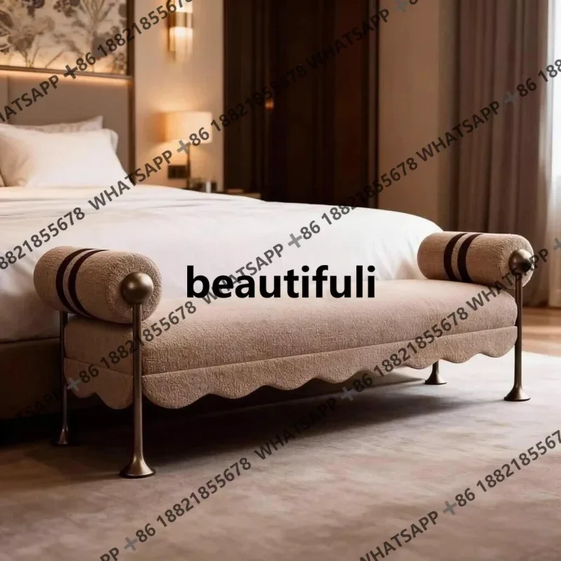 

X Light luxury bedroom bedside stool, creative metal strip, foyer shoe changing stool