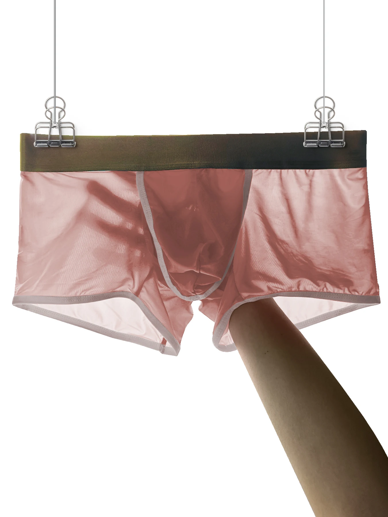 Men's Summer Ice Silk Boxer Shorts Soft U Convex Pouch Side Open Breathable Lightweight Flat Boxers Male Underwear image 4