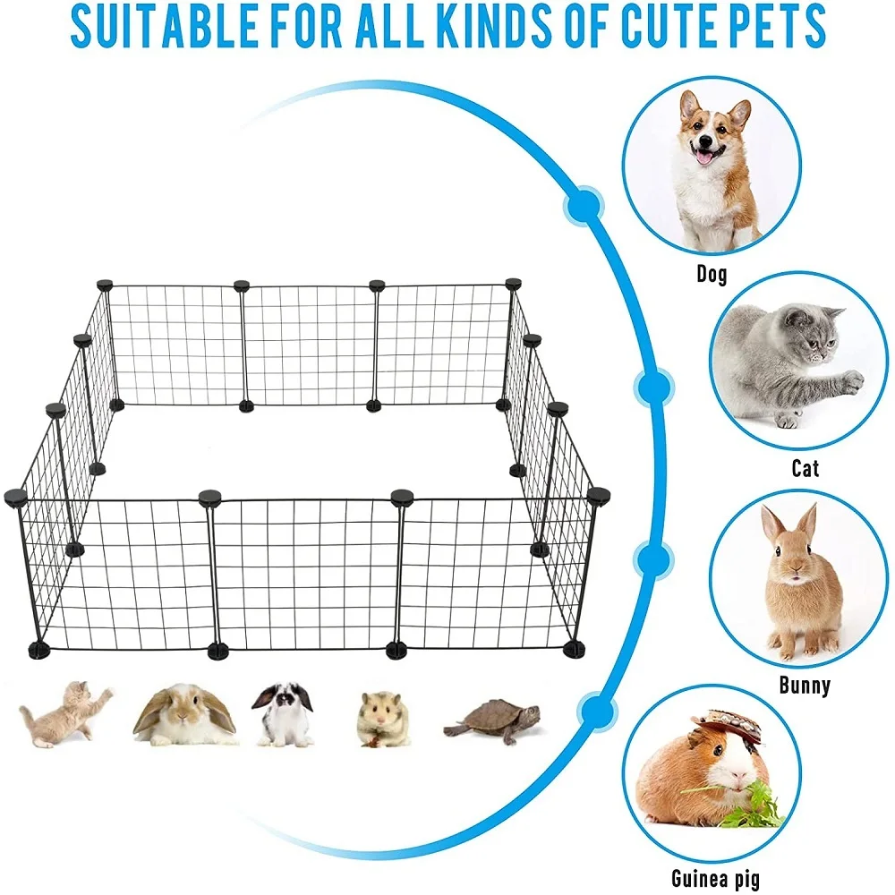 Pet Playpen, Upgrade Customizable Animal Fence, Metal Wire Pen Fence for Small Animals, Bunnies, Rabbits, Puppy Guinea Pigs