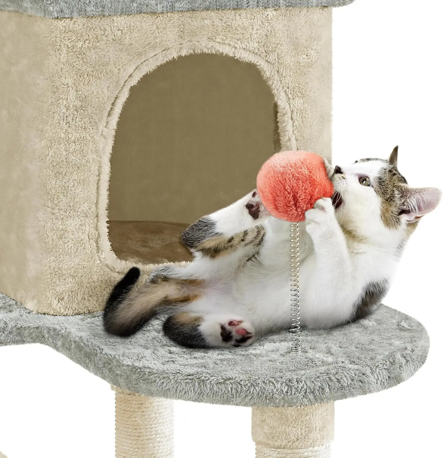 Yaheetech Cat Tree, 57.5In Cat Tower For Indoor Cats, Paw-Shaped Cat Tree With Heart-Shaped Platform, Scratching Posts, Spring