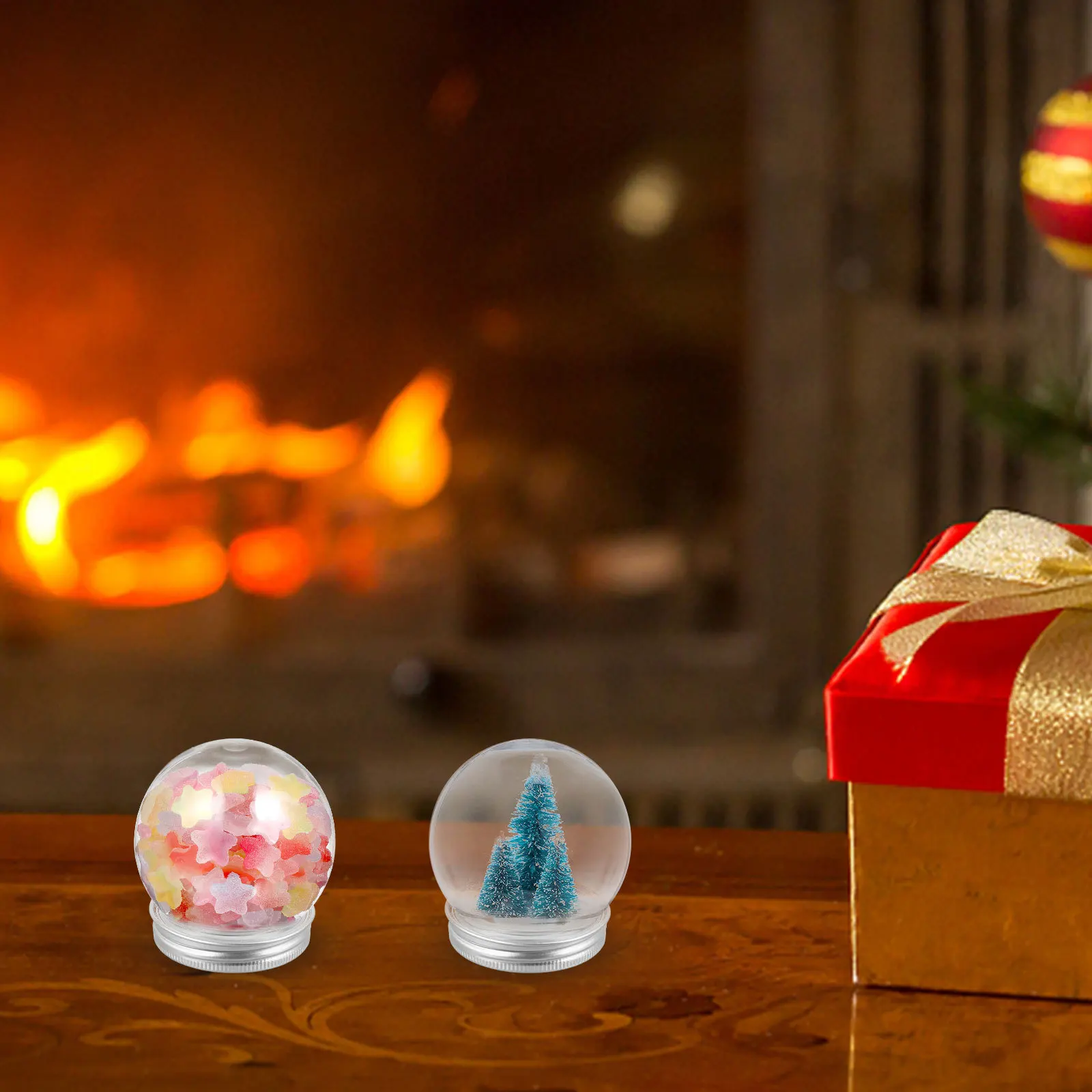 

18Pcs 150ml Clear DIY Snow Globe Jars Screw Cap Christmas Crafts Holiday Decorations Accessories Small Snow Globes