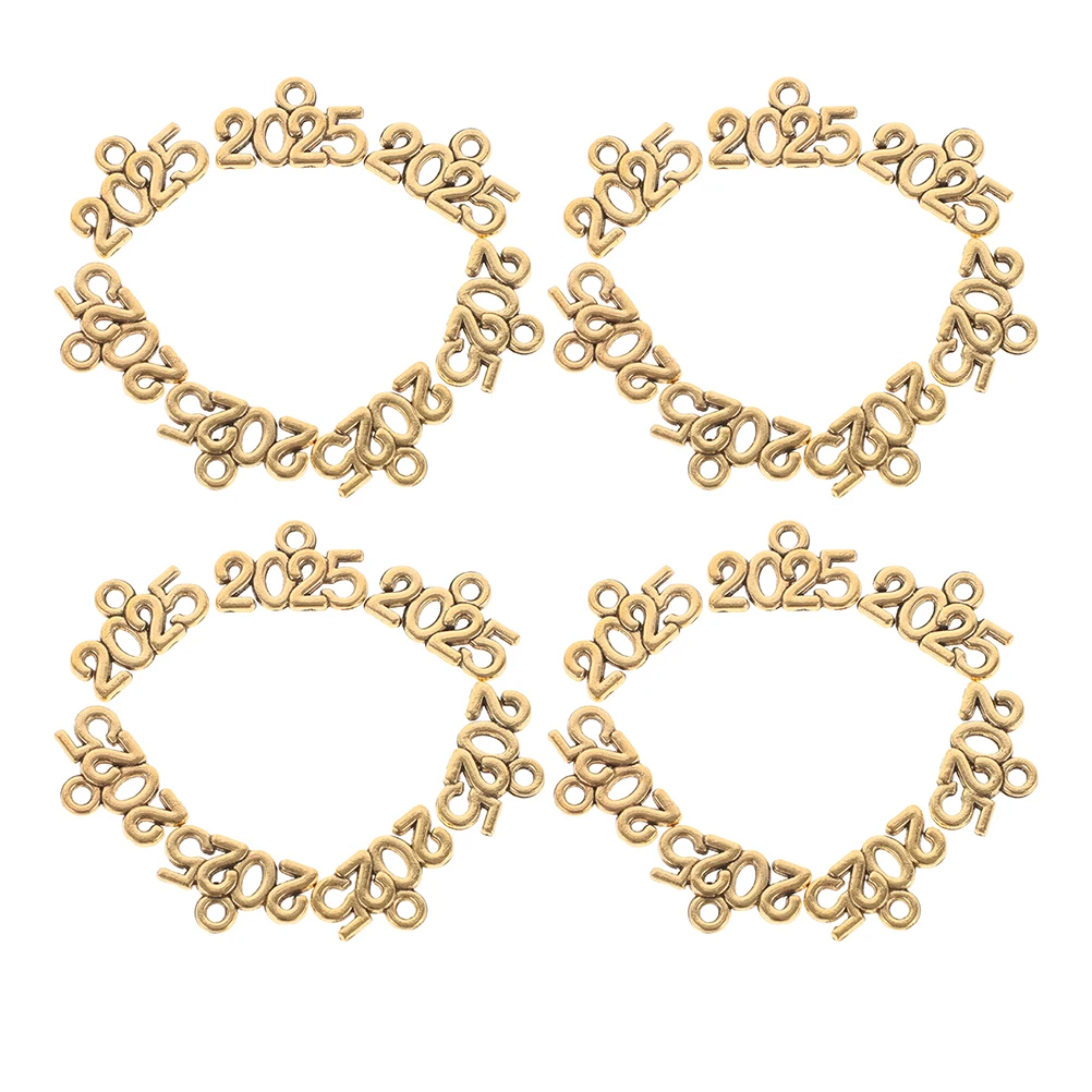 

50pcs Alloy Jewelry Making Charms 2025 Year Number Pendants Metal Diy Necklace Bracelet Pendant 2025 New Year Trendy Mini Charms