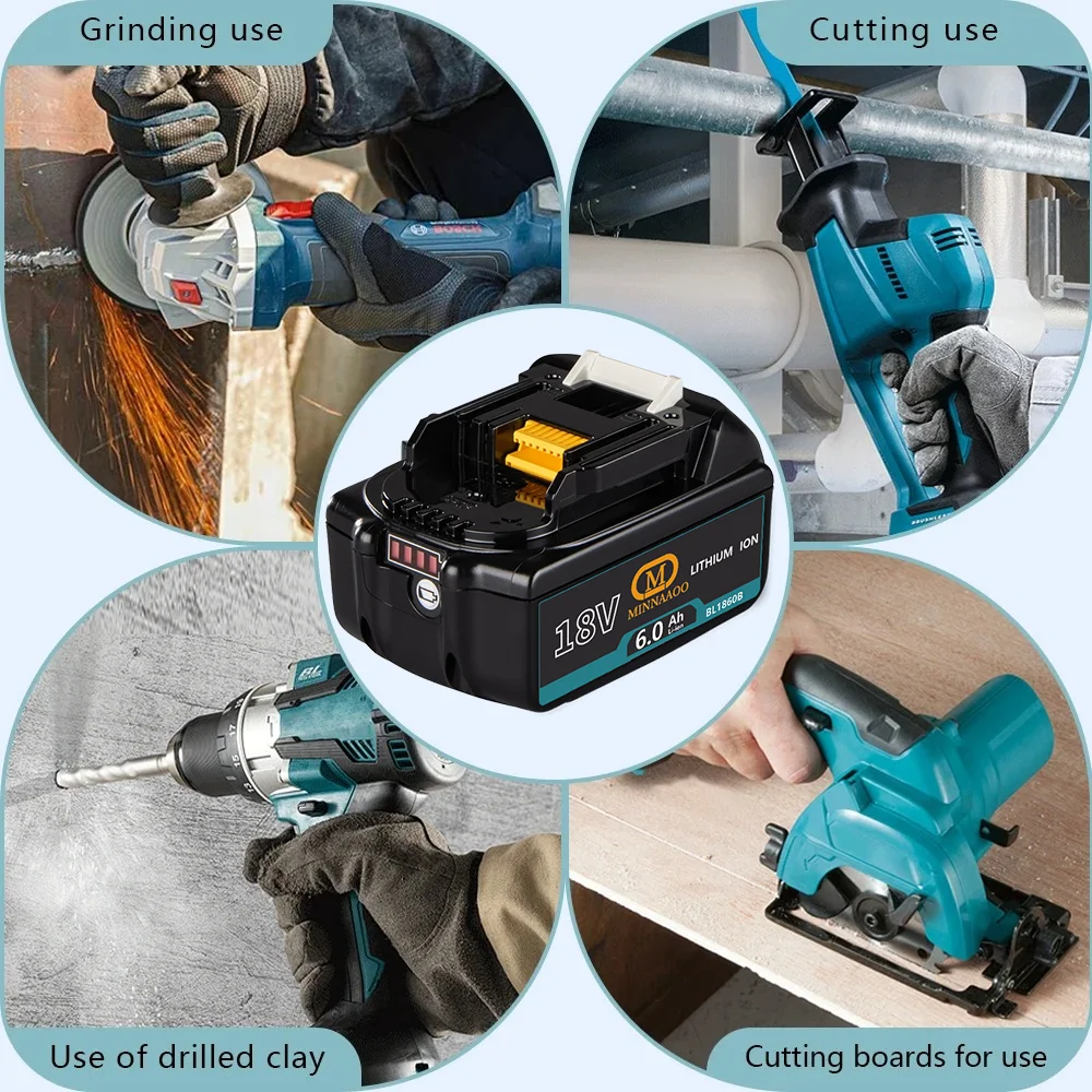

⚛For Makita 18V 6.0Ah battery,for Makita BL1830 BL1830B BL1840 BL1840B BL1850 BL1860B DTW700 DTD173 power tools battery