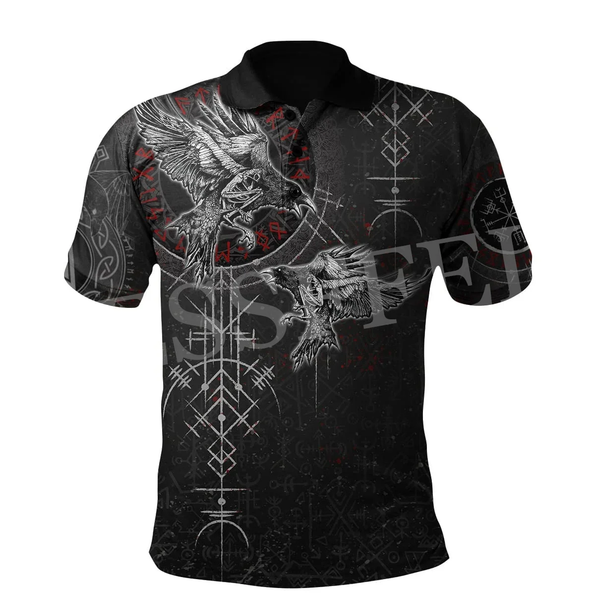 Newest Wolf Fenrir Odin Nordic Warrior Mythology Tattoo Retro 3DPrint Harajuku Summer Casual Funny Polo Shirts Short Sleeves X2