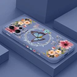 Butterfly Poetry Phone Case For Xiaomi Redmi Note 14 13 12 12S 11 11S 10 10T 10S 9 Pro Plus 4G 5G Liquid Silicone Cover