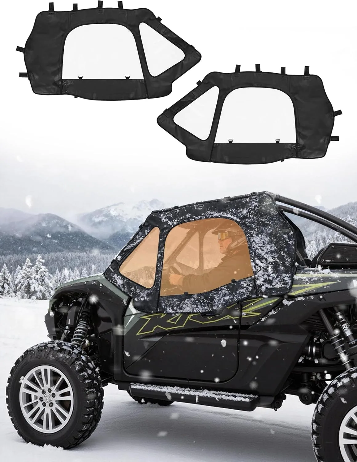 

Soft Upper Doors For Kawasaki Teryx KRX 1000 2020-2026 Waterproof UTV Cab Enclosure Keep Dry&Warm Replacement for OEM 99994-1298