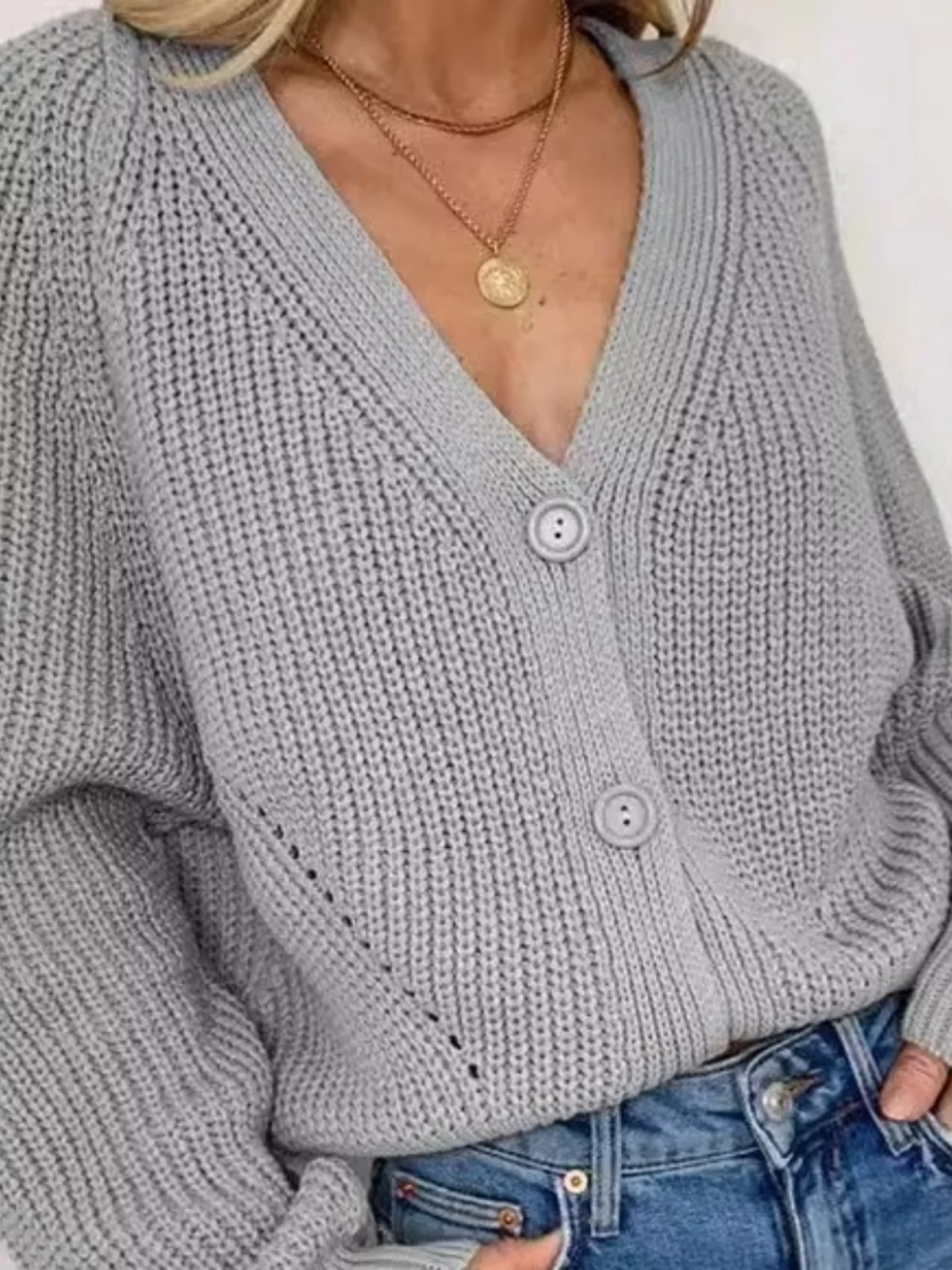 

V-Ne Lantern Sve Кардиган на пуговицах Цветной открытый кардиган Street Sle Свободный крой Длинный све Осенняя одежда Цельный предмет