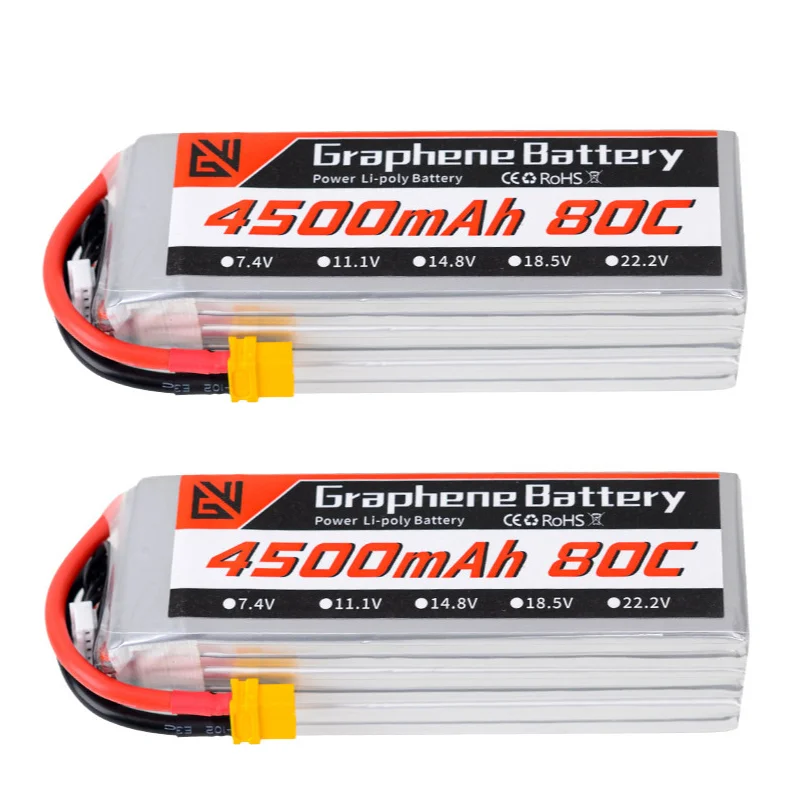 

Aircraft battery 6S 4500mAh 22.2Vremote control car battery 6S 80C with XT60 Pin FPV drone aircraft remote control car racing