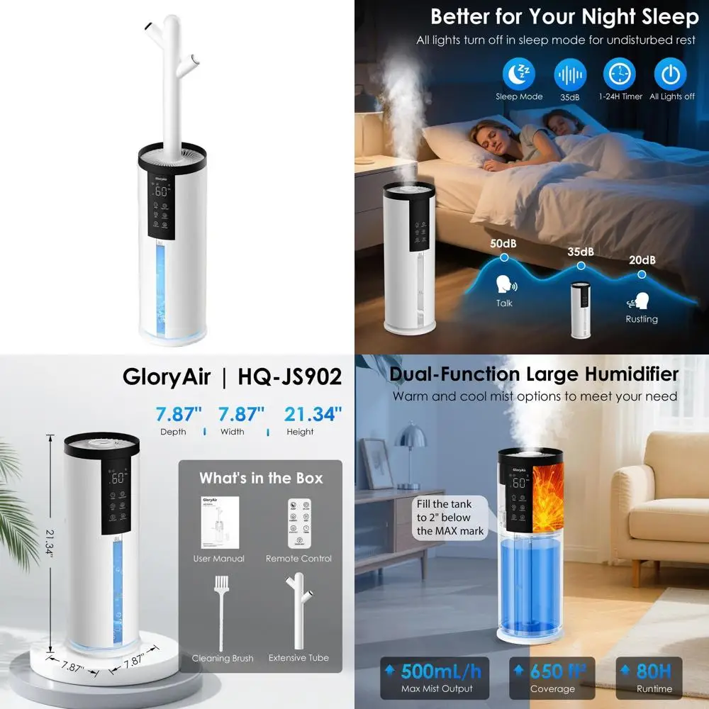 

Top-Fill 8L Cool & Warm Mist Humidifier for 650 sq ft Rooms with Humidistat, Diffuser, Auto Mode, 7-Color Light