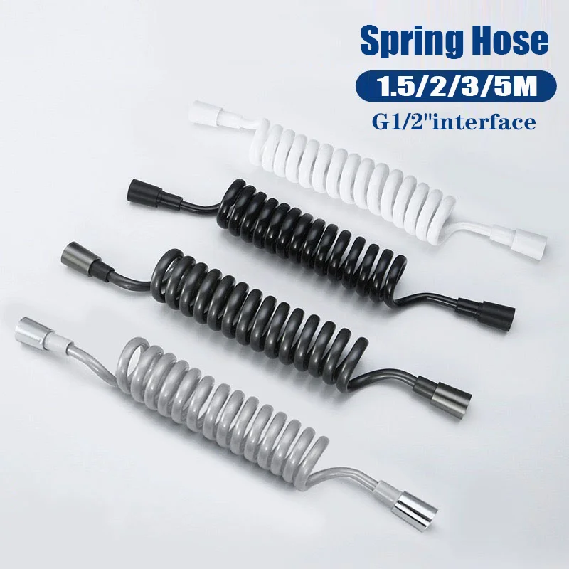 

1,5/2/3/5 метров пружинная гибкая выдвижная трубка для насадки для душа, туалета, биде, водопроводная труба, сантехнический смеситель для ванны, спиральный душевой шланг