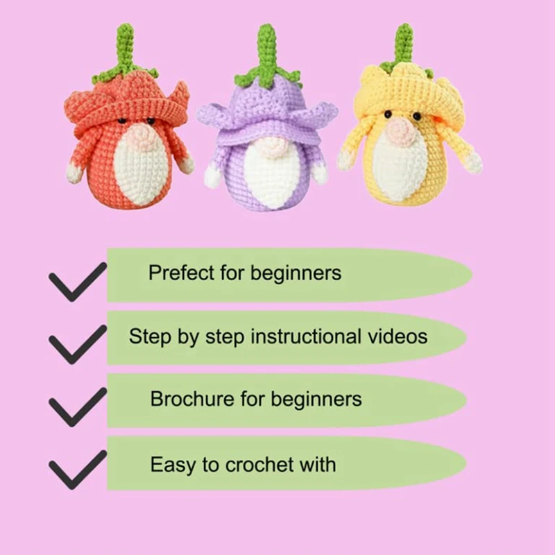 Kit de démarrage au crochet pour débutants, tel que montré en acrylique, comprend des instructions étape par étape et des tutoriels vidéo